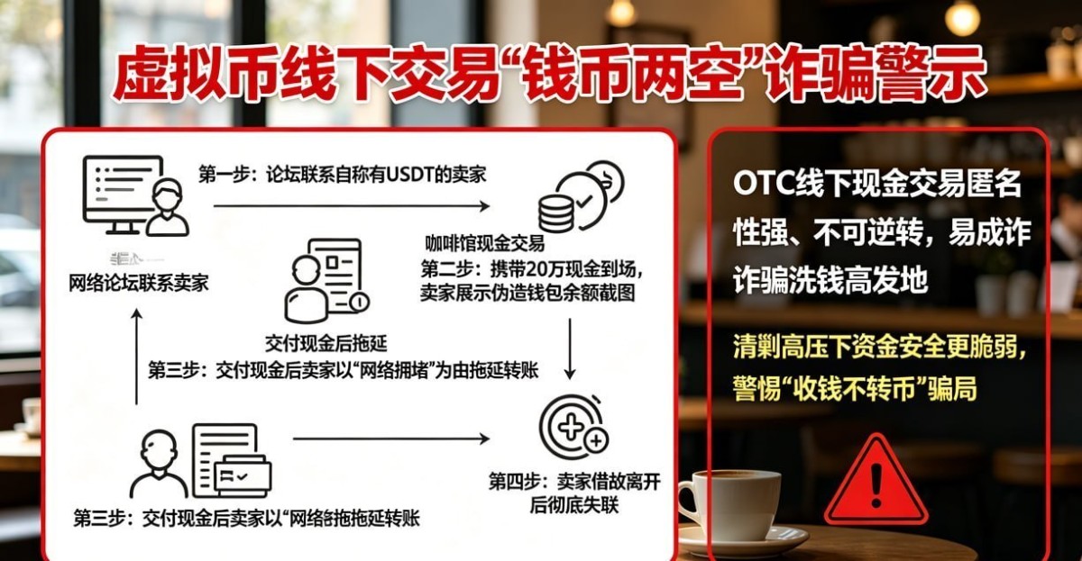 虚拟币线下交易“钱币两空”诈骗频发,USDT当面交易风险极高